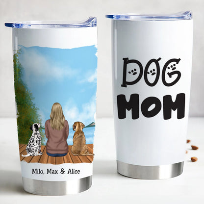 Personalized 20oz Stainless Steel Dog Mom Tumbler - Keeps Drinks Hot or Cold - Makezbright Gifts