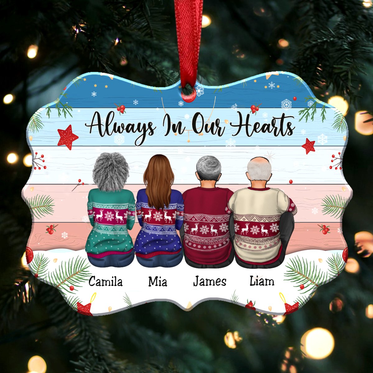 Personalized Brothers & Sister Ornament - Always In Our Hearts - Makezbright Gifts