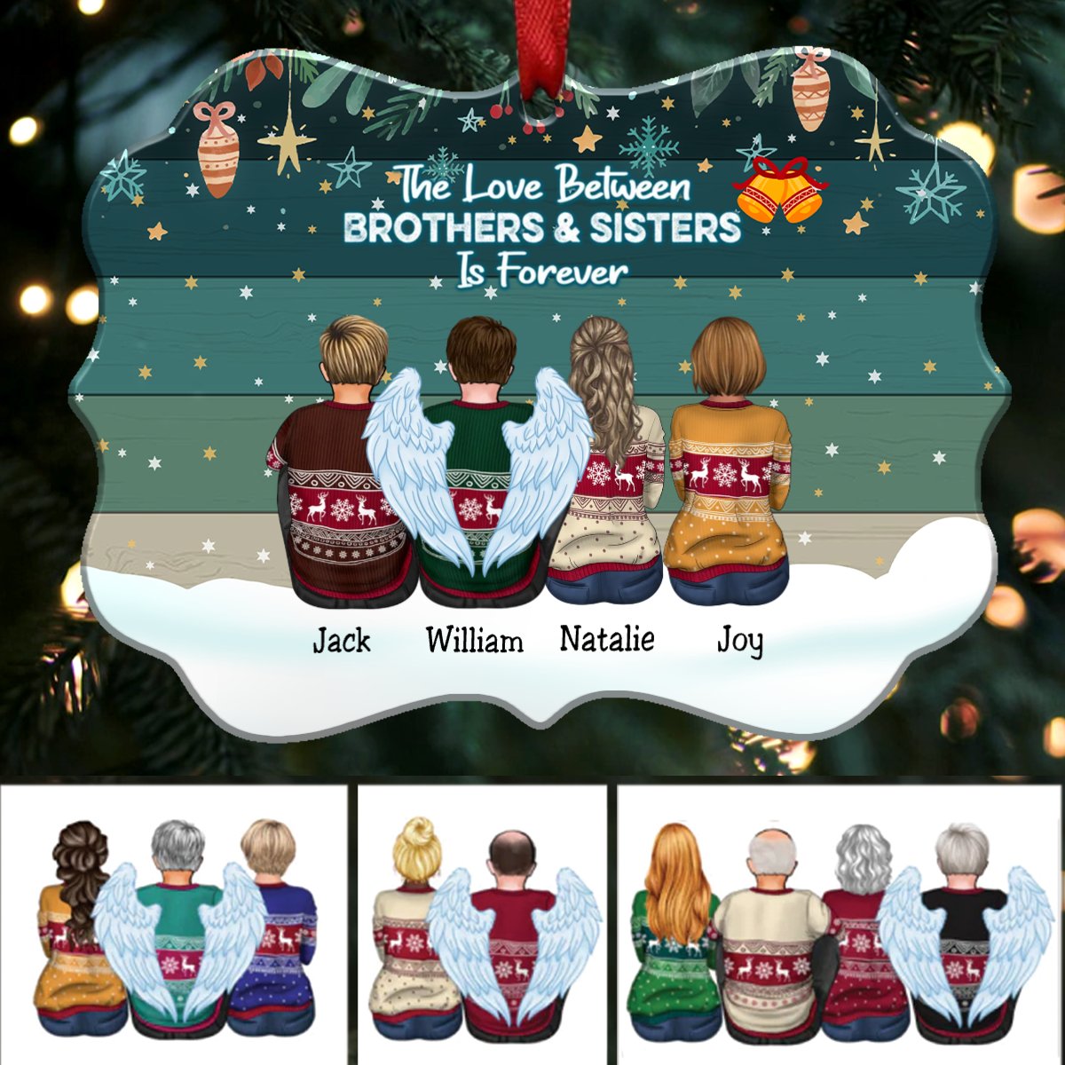 Personalized Brothers & Sisters Ornament - The Love Between Brothers & Sisters Is Forever - Makezbright Gifts