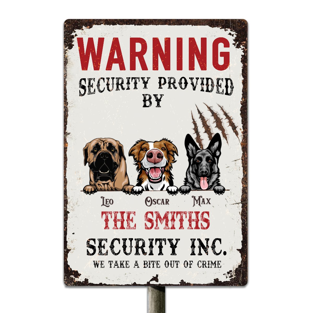 Personalized Custom Warning Board Dogs Metal Sign - Makezbright Gifts