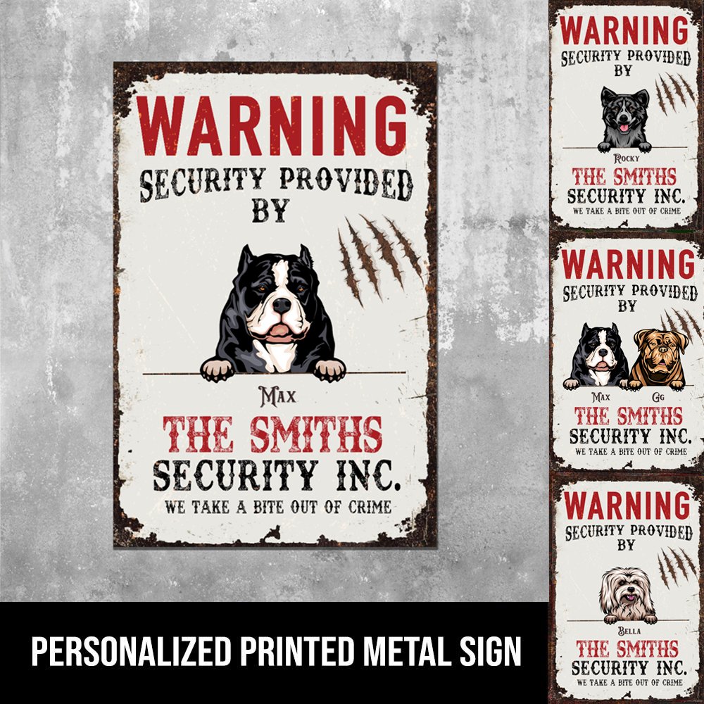 Personalized Custom Warning Board Dogs Metal Sign - Makezbright Gifts