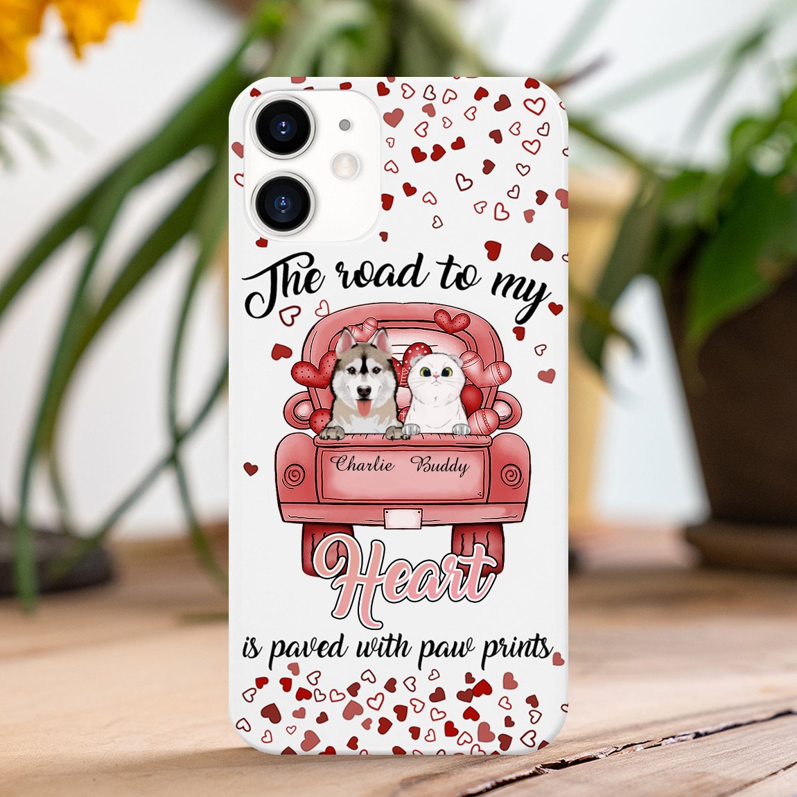 Personalized Dog & Cat The Road To my heart is paved with paw prints Phone case - Makezbright Gifts