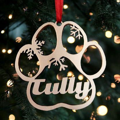 PERSONALIZED DOG/CAT PAW CHRISTMAS STAINLESS STEEL ORNAMENT - Makezbright Gifts