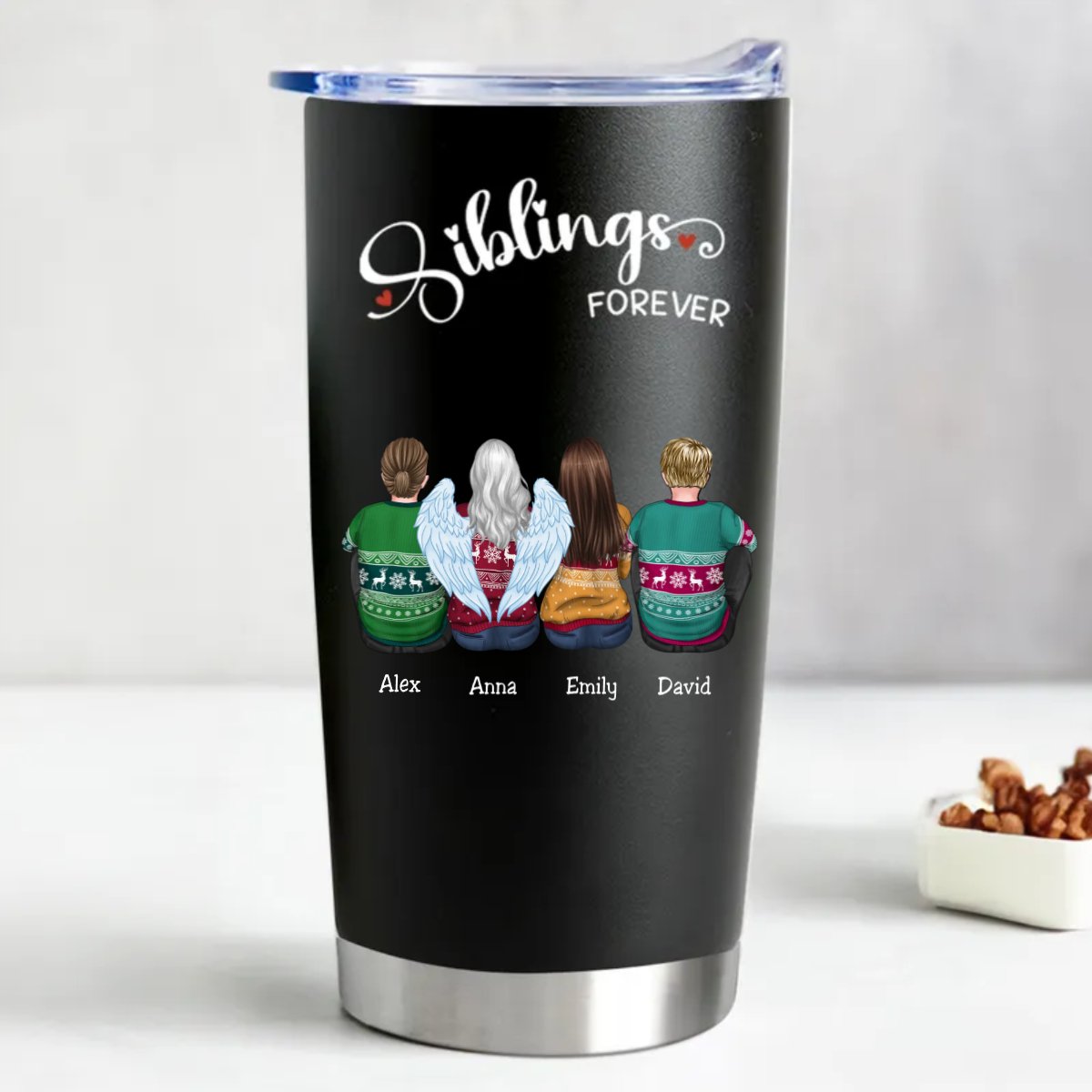 Personalized Stainless Steel Insulated Tumbler - Siblings Forever (20oz) - Makezbright Gifts