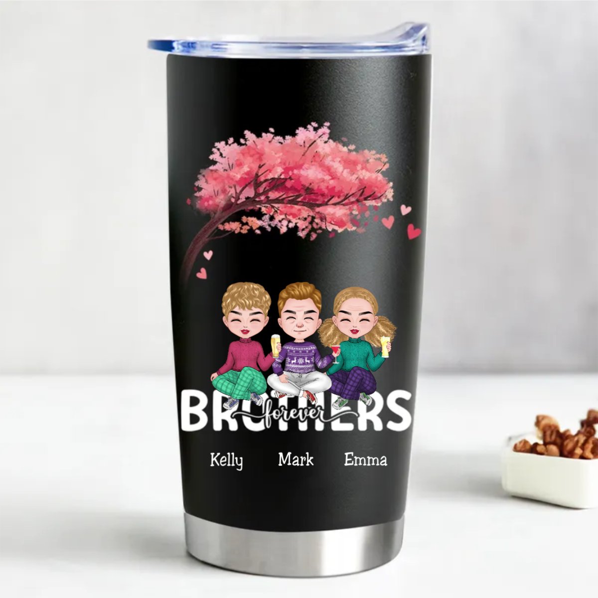 Personalized Stainless Steel Tumbler - 20oz Brothers Forever (TC) - Makezbright Gifts