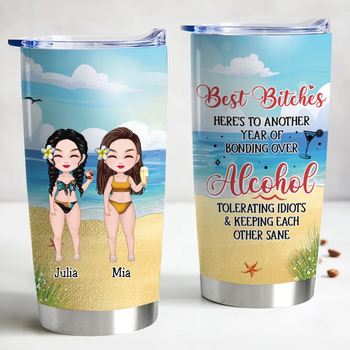 Personalized Stainless Steel Tumbler for Best Friends - 20oz - Makezbright Gifts