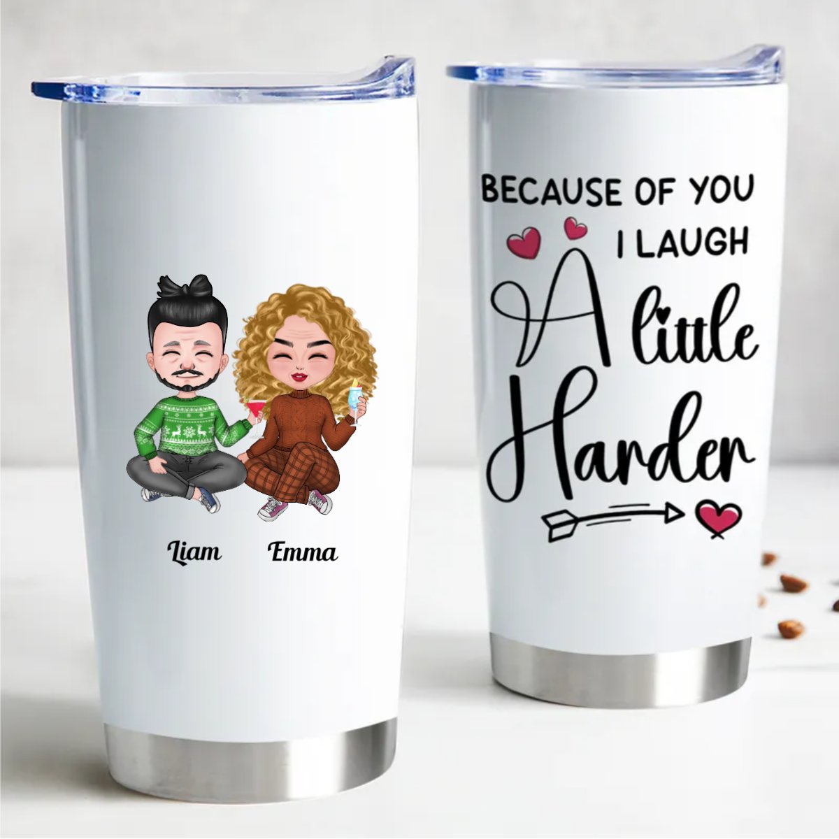 Personalized Tumbler: 20oz Keep Laughing with Every Sip - Insulated Steel Cup - Makezbright Gifts