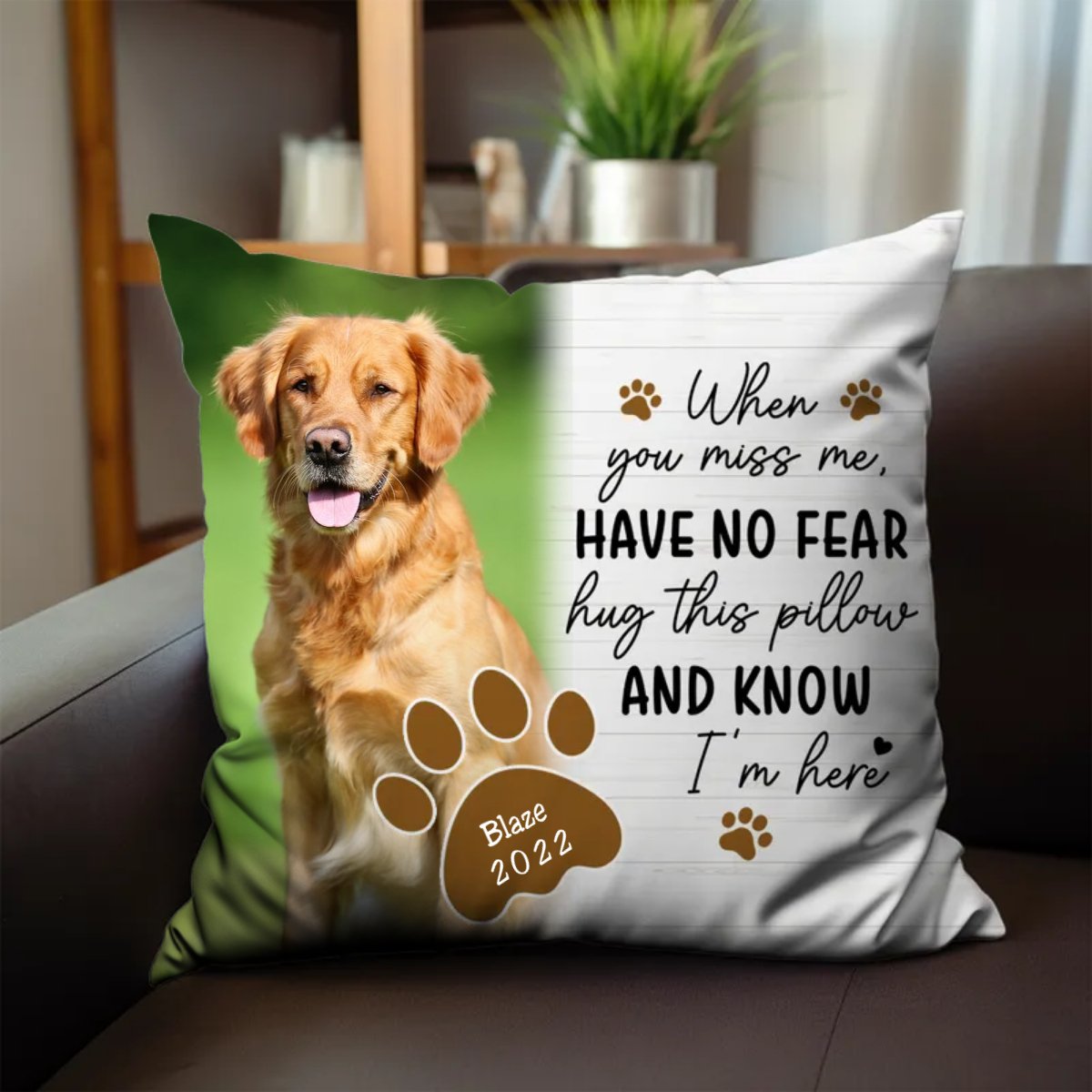 Pet Lover - Custom Photo Hug This Pillow And Know I'm Here - Personalized Pillow - Makezbright Gifts