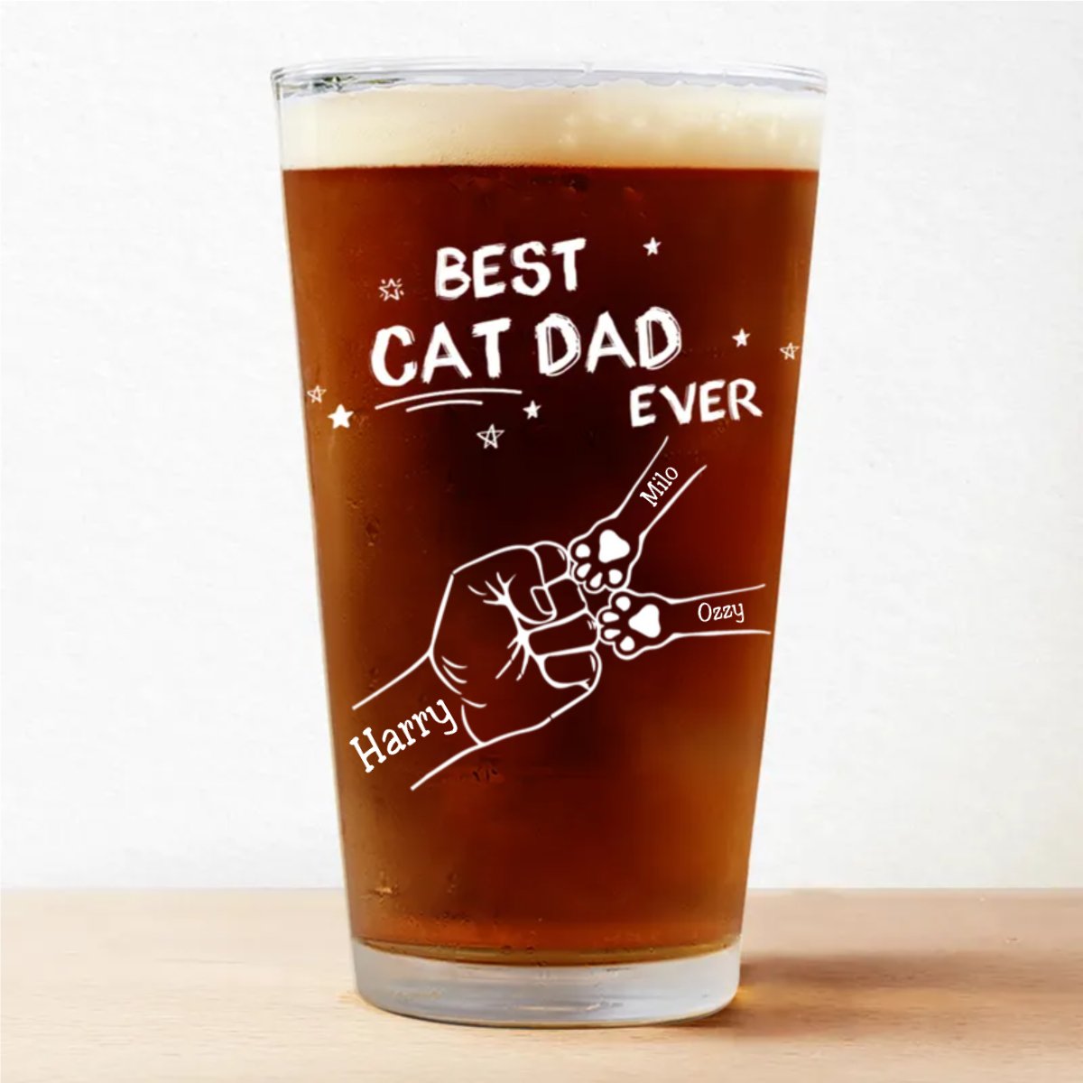 Pet Lovers - Best Dog Dad Ever Hand Punch - Personalized Pint Glass (TB) - Makezbright Gifts