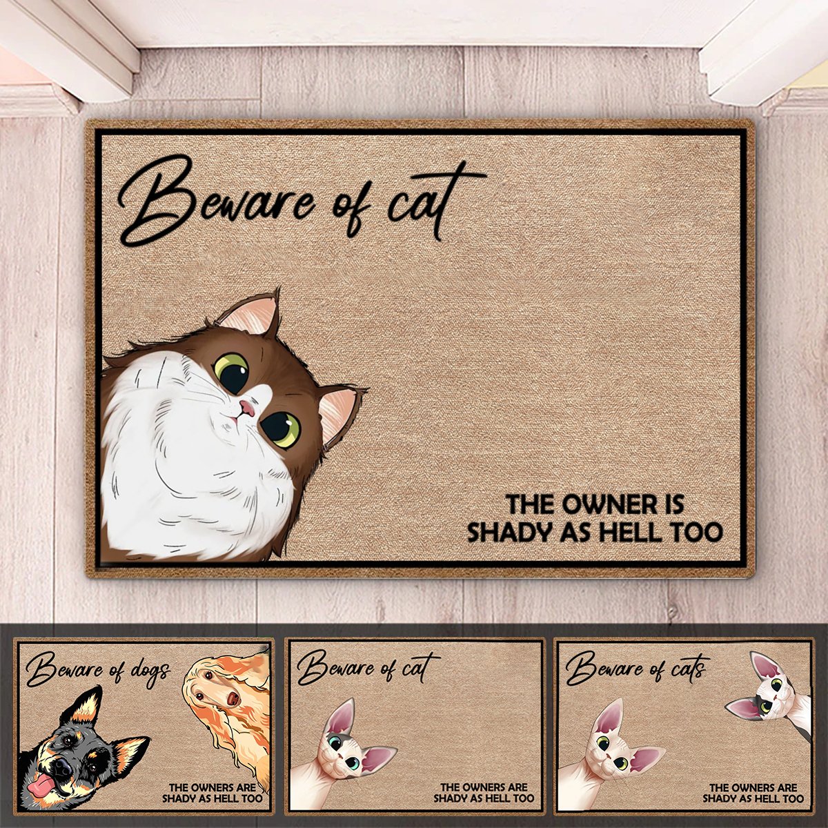 Pet Lovers - Beware Of Dogs And Cats - Personalized Doormat (NM) - Makezbright Gifts