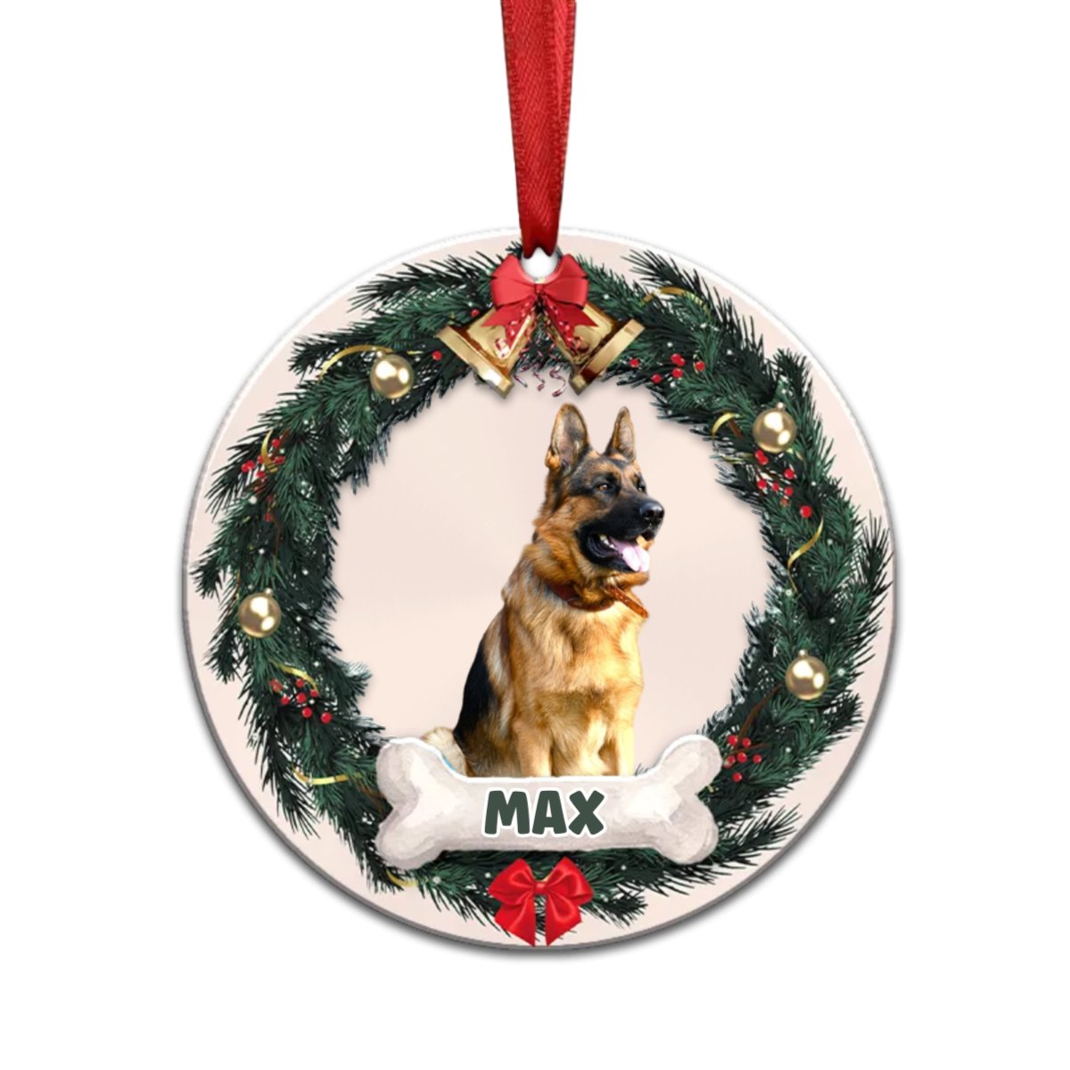 Pet Lovers - Custom Dog Christmas Ornament, Pet Memorial Ornament - Personalized Christmas Circle Ornament - Makezbright Gifts