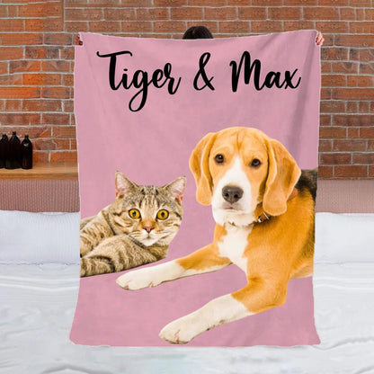 Pet Lovers - Custom Photo Dogs And Cats - Personalized Blanket V2 - Makezbright Gifts