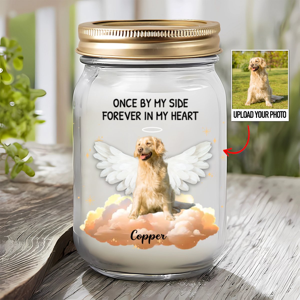 Pet Lovers - Custom Photo Forever In My Heart - Personalized Jar Light (VT) - Makezbright Gifts