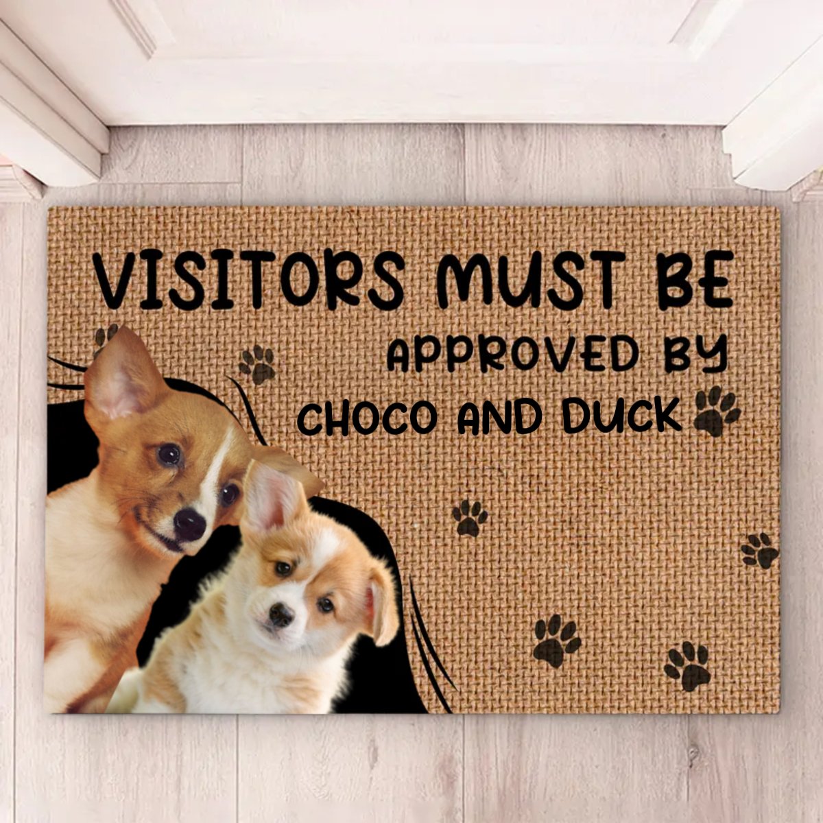 Pet Lovers - Custom Photo Visitors Must Be Aapproved By This Dog - Personalized Doormat (TM) - Makezbright Gifts