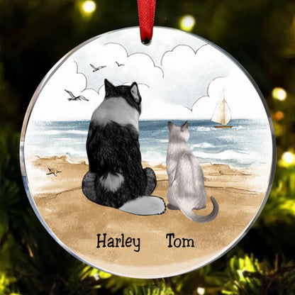 Pet Lovers - Dog Cat Beach - Personalized Acrylic Ornament - Makezbright Gifts