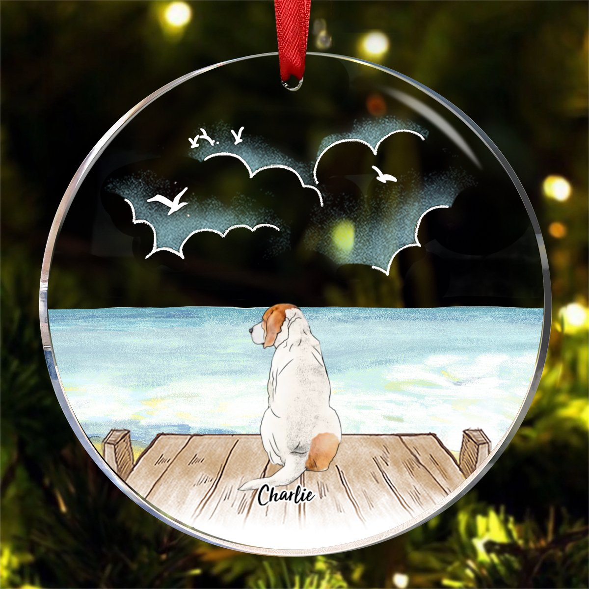 Pet Lovers - Dog Cat Ornament - Personalized Circle Ornament - Makezbright Gifts