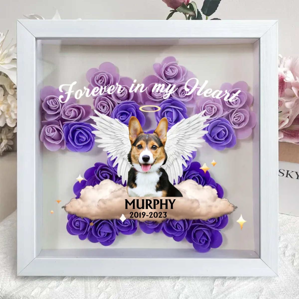 Pet Lovers - Forever In My Heart - Personalized Flower Shadow Box - Makezbright Gifts