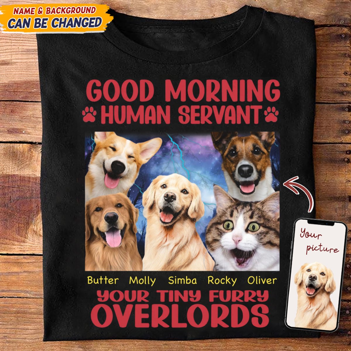 Pet Lovers - Good Morning Human Servant - Personalized Unisex T - shirt, Hoodie - Makezbright Gifts