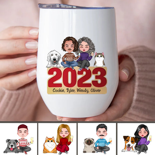 Pet Lovers - Happy Howlidays With All Our Love - Personalized Wine Tumbler (LH) - Makezbright Gifts