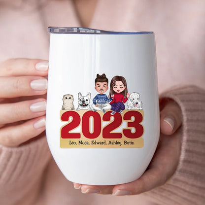 Pet Lovers - Happy Howlidays With All Our Love - Personalized Wine Tumbler (LH) - Makezbright Gifts