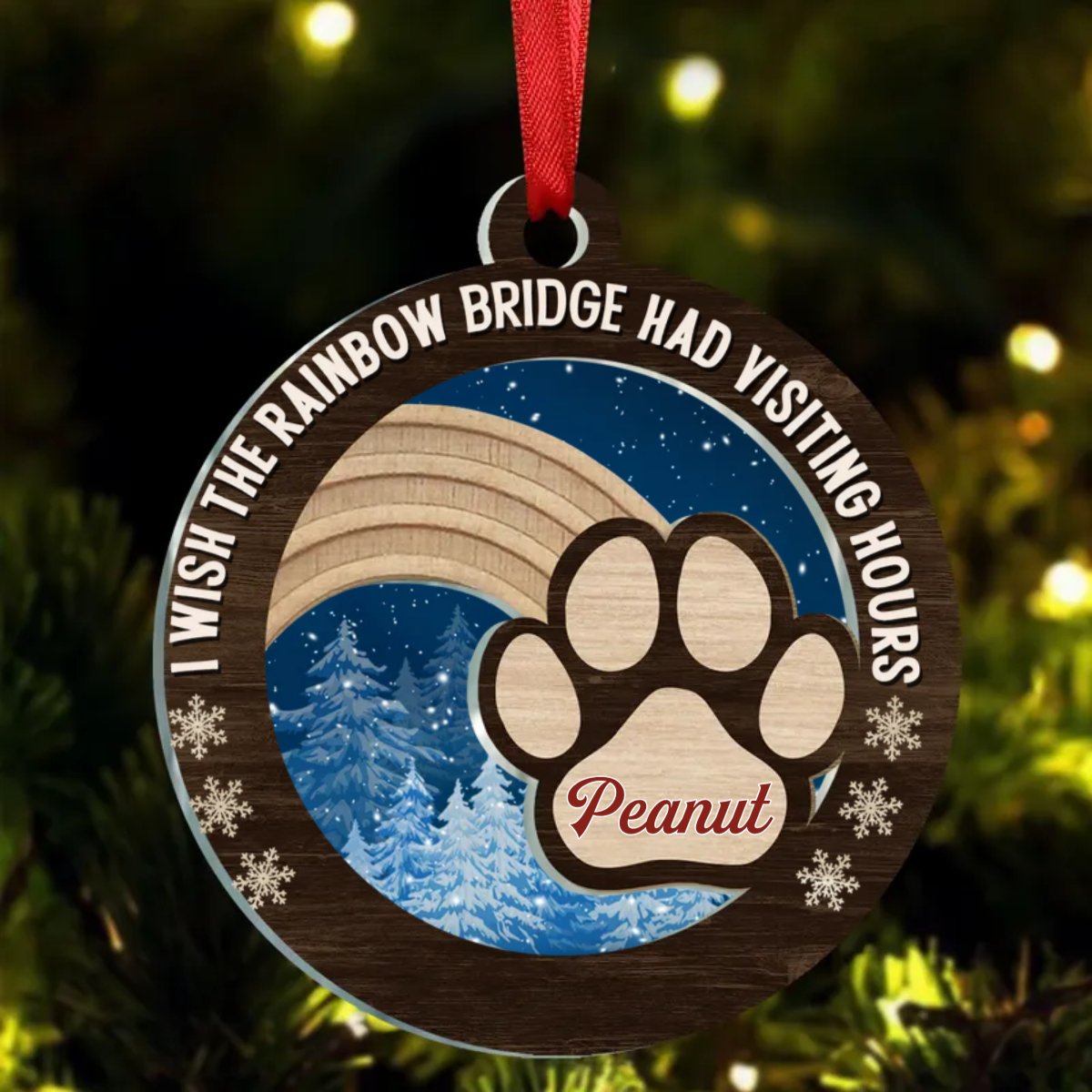 Pet Lovers - I Wish The Rainbow Bridge Had Visting Hours - Personalized Acrylic Ornament - Makezbright Gifts