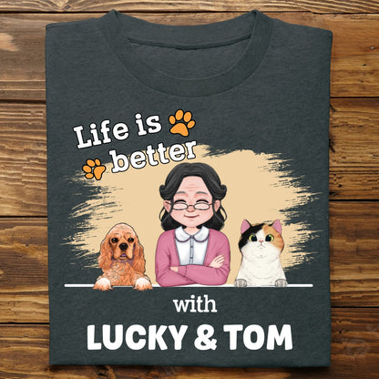 Pet Lovers - Life Is Better With Pets 2 - Personalized Unisex T - shirt - Makezbright Gifts