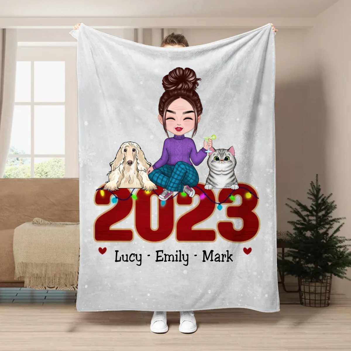 Pet Lovers - May Your Christmas Be Furry And Bright - Personalized Blanket - Makezbright Gifts