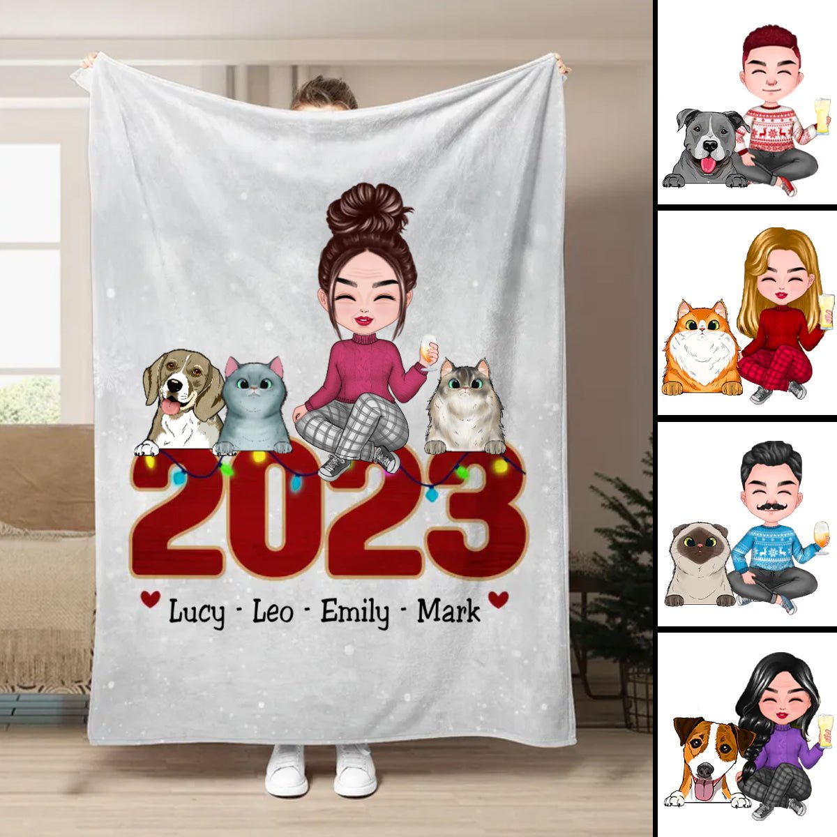 Pet Lovers - May Your Christmas Be Furry And Bright - Personalized Blanket - Makezbright Gifts