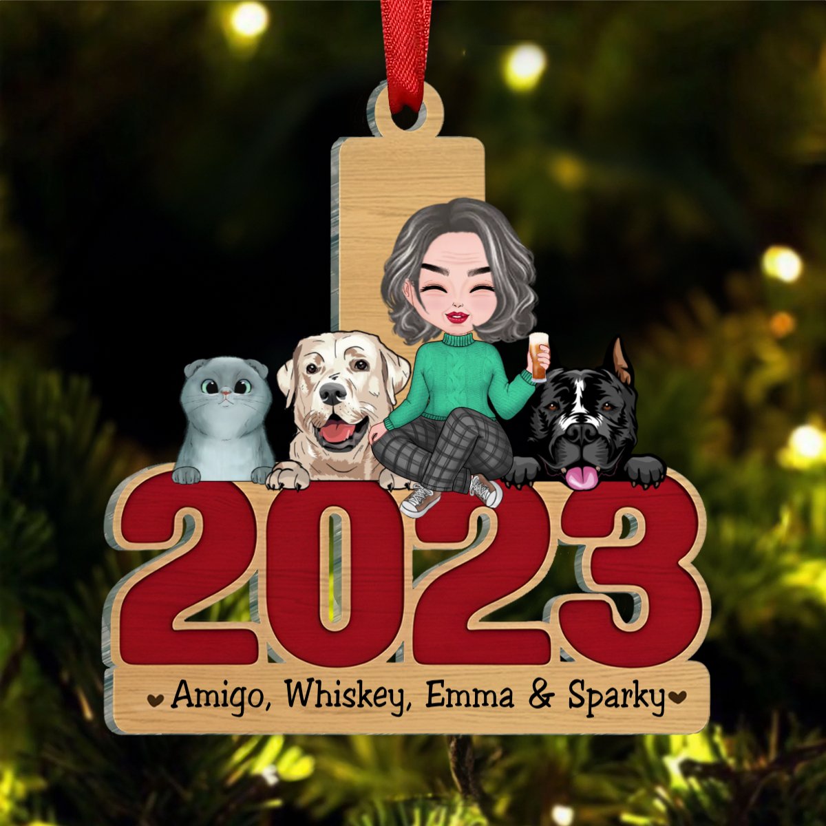 Pet Lovers - May Your Christmas Be Furry And Bright - Personalized Transparent Ornament - Makezbright Gifts