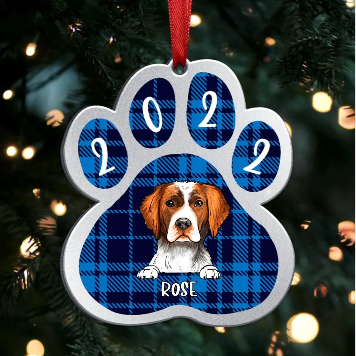 Pet Lovers - Personalized Dog Paw Christmas Ornament V2 - Makezbright Gifts