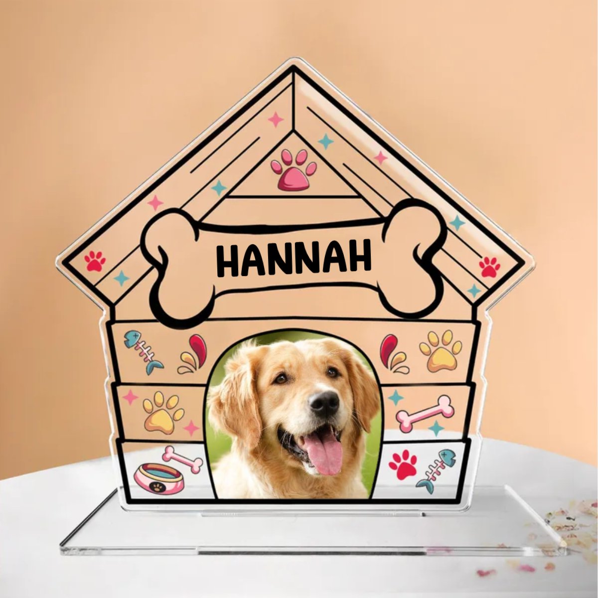 Pet Lovers - Pet Photo Dog House - Personalized Acrylic Plaque - Makezbright Gifts