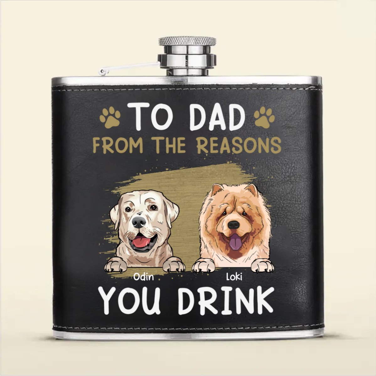 Pet Lovers - To Pet Dad From The Reasons You Drink - Personalized Leather Flask - Makezbright Gifts