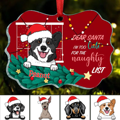 Pet Lovers - Too Cute For The Naughty List - Personalized Acrylic Ornament - Makezbright Gifts