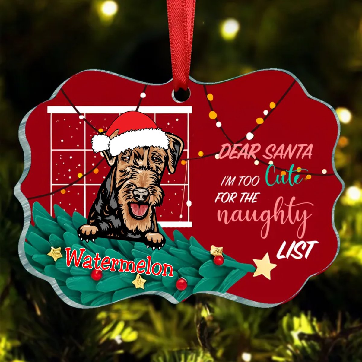 Pet Lovers - Too Cute For The Naughty List - Personalized Acrylic Ornament - Makezbright Gifts