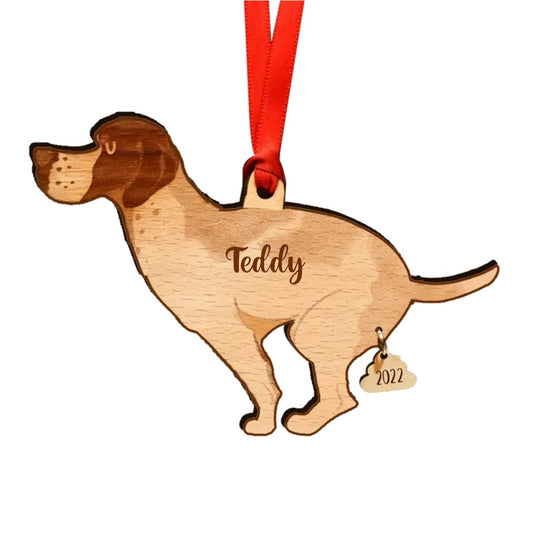 Pooping Dog 2022, Fun Christmas Tree Ornament, Custom Dog Breed And Dog Name Acrylicen Ornament - Makezbright Gifts