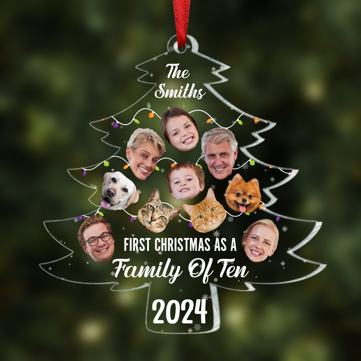 Custom Photo First Christmas As A Family - Personalized Custom Shaped Acrylic Ornament