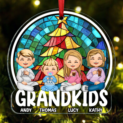 Grandkids Sitting Together - Personalized Custom Shaped Acrylic Ornament