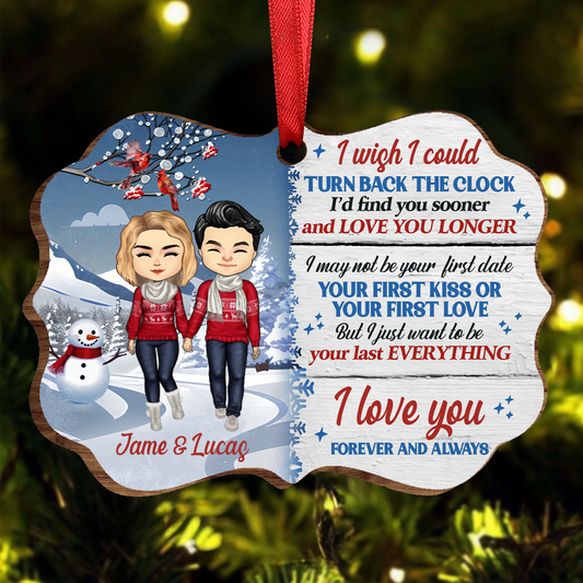 Christmas Couple Turn Back The Clock - Christmas Gift For Couple - Personalized Wooden Ornament