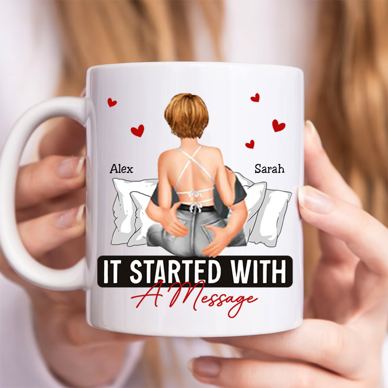 Couple - It Started With A Message Romantic Couples - Personalized Mug (II)