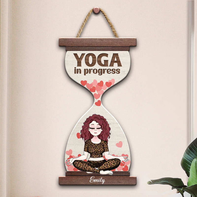 Yoga Lovers - Yoga In Progress Gift For Yoga Lovers - Personalized Wood Sign