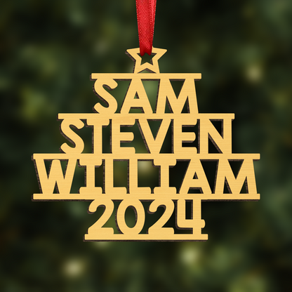 Custom Family Names 2024 Christmas Tree - Personalized Family Ornament