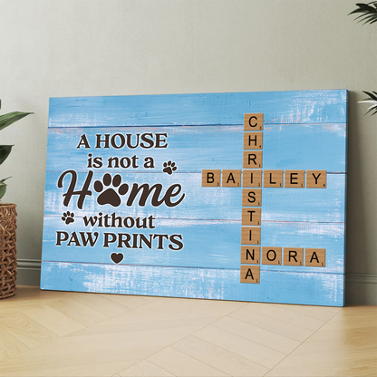 Home With Paw Prints Pet Crossword Puzzle Art - Personalized Poster