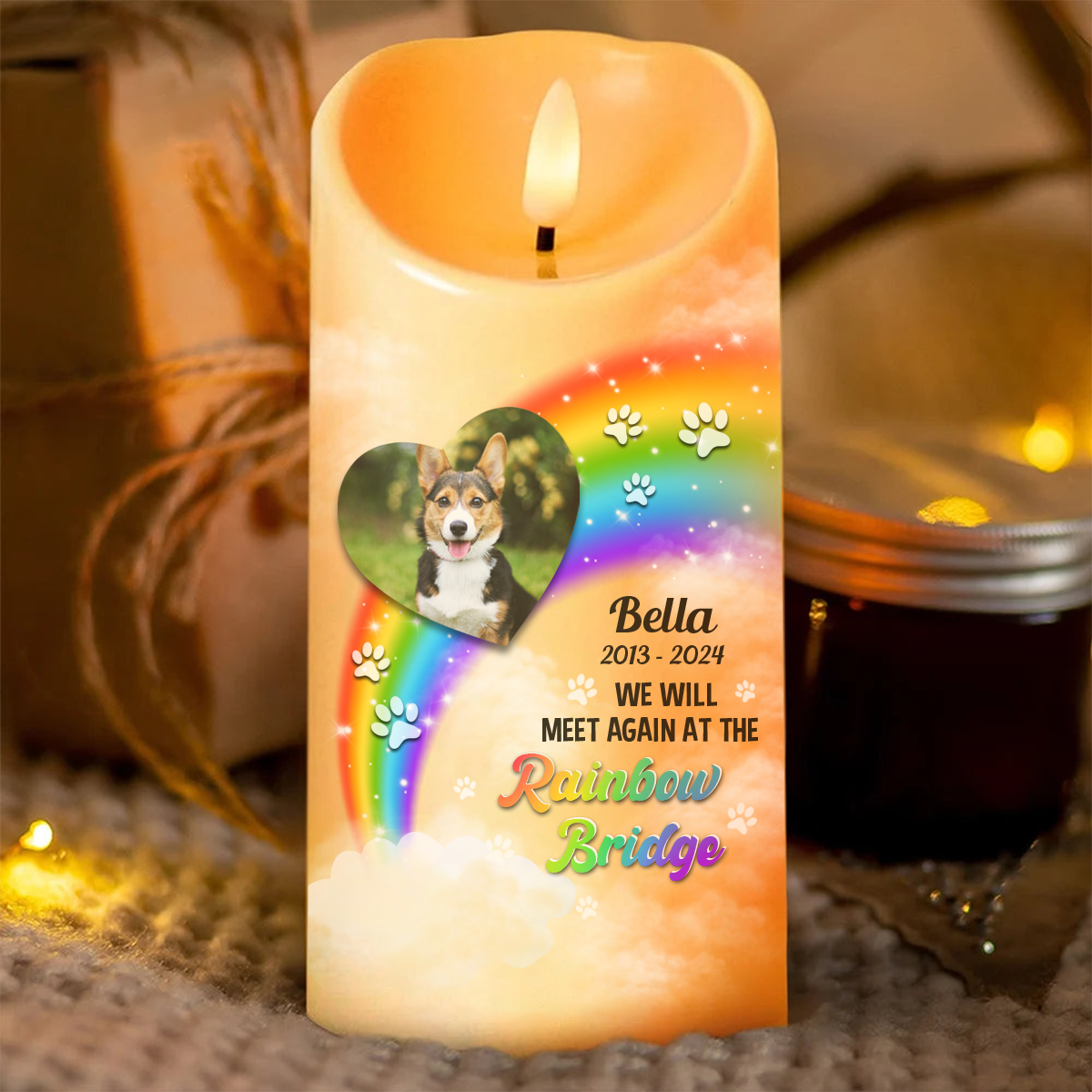 Custom Photo A Piece Of My Heart Miss You Memorial - Personalized Flameless LED Candle