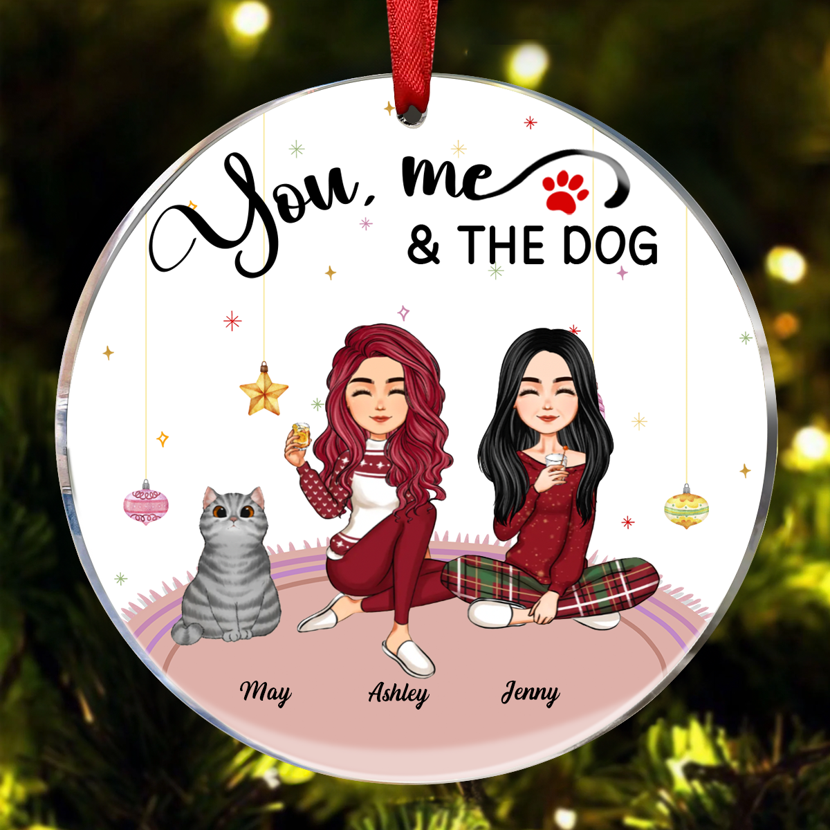 You, Me And The Pets - Personalized Acrylic Ornament