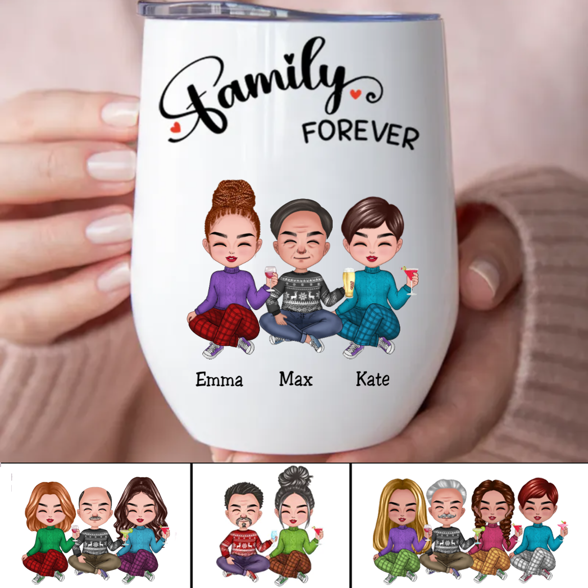 Discover Family - Family Forever - Personalized Wine Tumbler