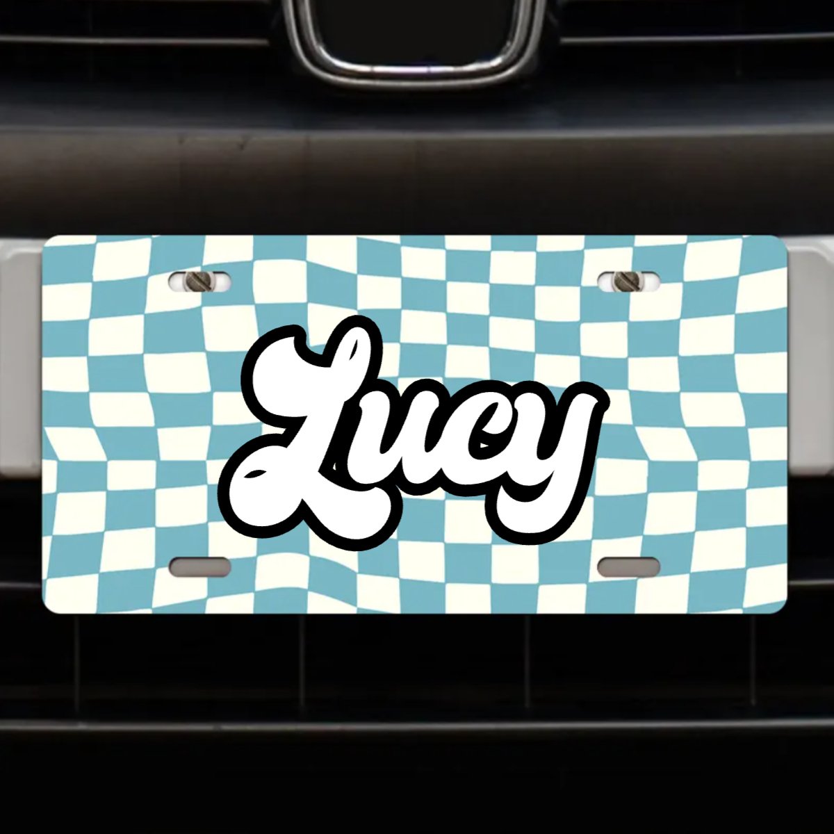 Retro Groovy Monogram - Personalized License Plate - Makezbright Gifts