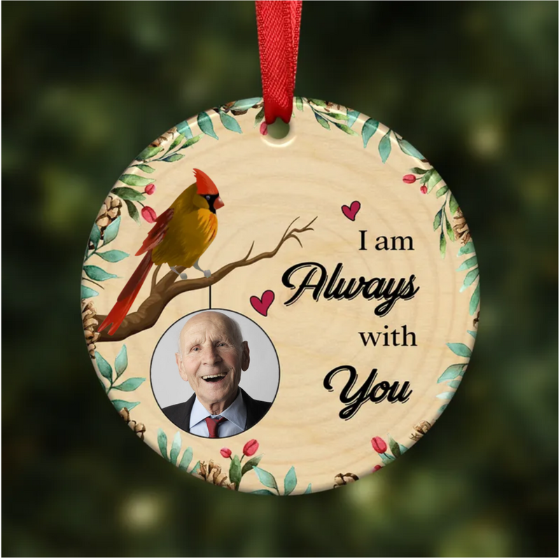 Family - Holly Branch Memorial - Personalized Circle Ornament