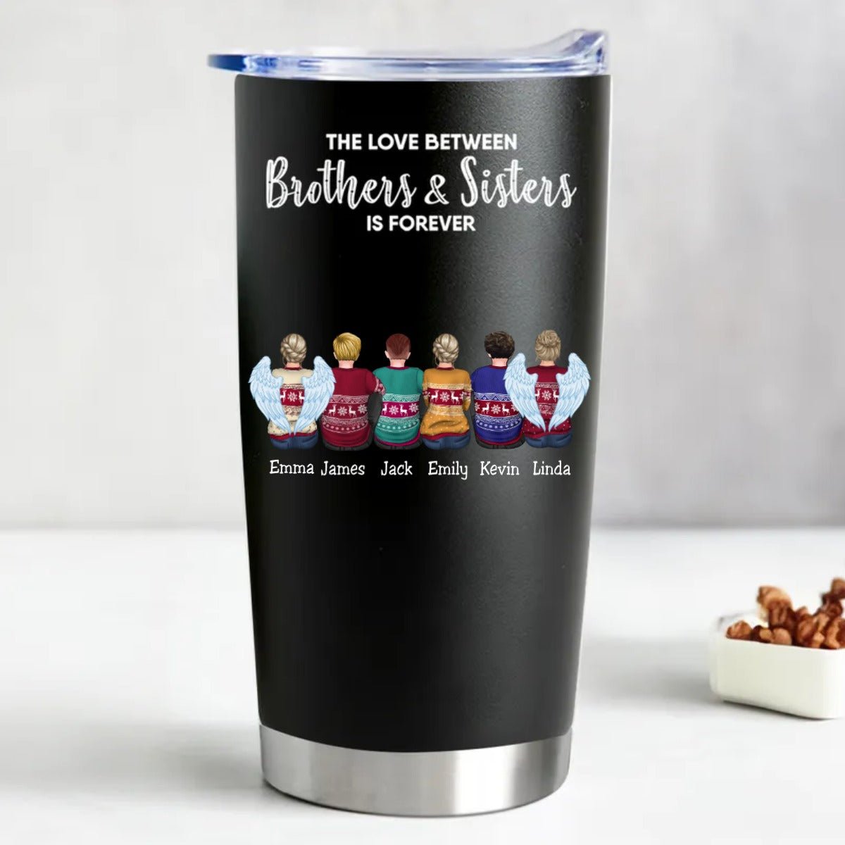 Siblings Forever 20oz Personalized Stainless Steel Tumbler (BL) - Makezbright Gifts