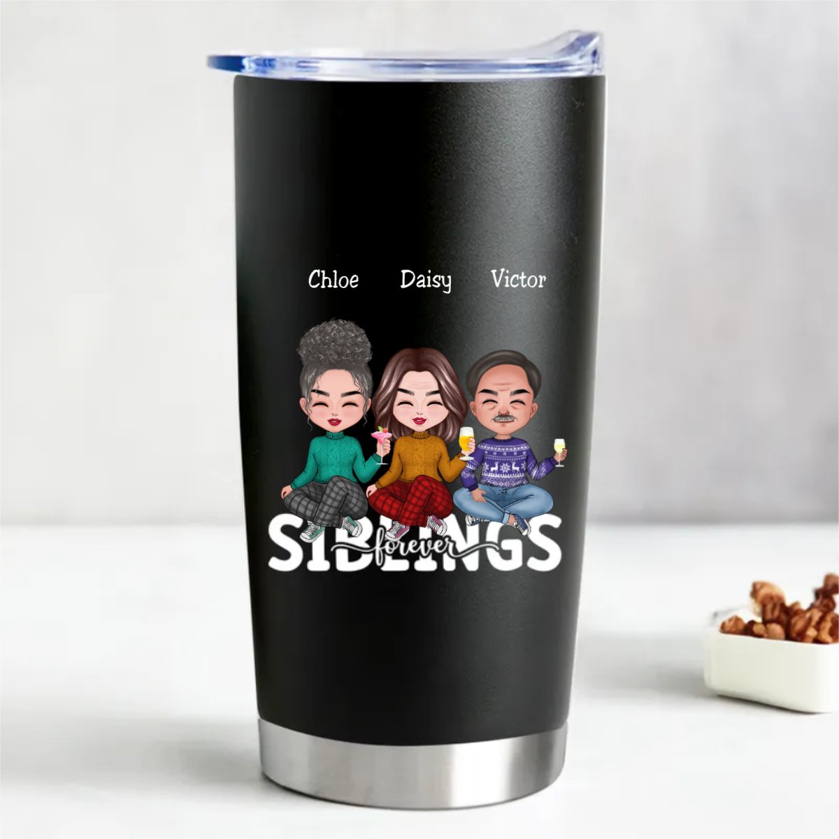 Siblings Forever Stainless Steel Tumbler - Hot & Cold Insulated (LH) - Makezbright Gifts