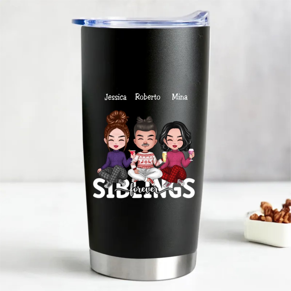 Siblings Forever Stainless Steel Tumbler - Hot & Cold Insulated (LH) - Makezbright Gifts